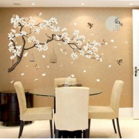 Beautiful White Denudata Cute Bird Wall Sticker Living Room Decotation